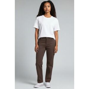 Rafaella Dress Pants Women 14 Brown Excellent Straight Leg Stretch Workwear